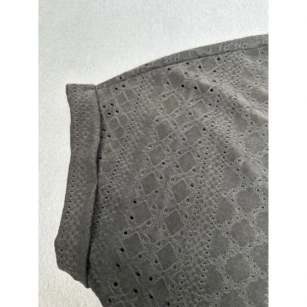 Shein Boho Black Eyelet Crochet Trim V-Neck Swim Cover Up Tunic Size Medium US 6